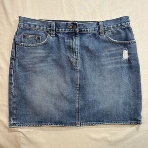 J Crew Blue Denim Mini Skirt Size 10 (33) Medium Distressed Wash 100% Cotton